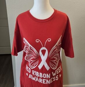 Red Ribbon Butterfly T-Shirt- Red Ribbon Wk.-- Worn Once